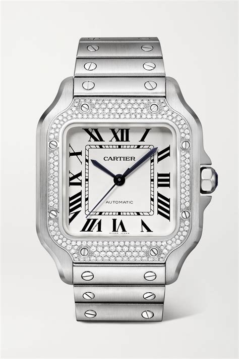 cartier santos watch diamond automatic